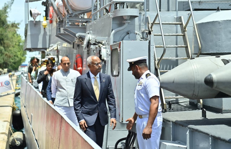Maldives President Ibrahim Mohamed Solih attended the ceremony to commission the new vessel, held in Hulhumalé on Tuesday, May 02
