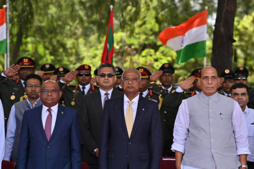 commissioned the new offshore patrol vessel, the "MNDF Coast Guard Ship, Huravee", gifted by the Indian government. MNDF's maritime defense and security capabilities will be significantly improved by CGS Huravee.